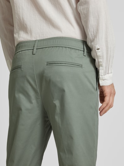 Casual Friday Spodnie o kroju slim fit z wpuszczanymi kieszeniami w stylu francuskim Oliwkowy 3