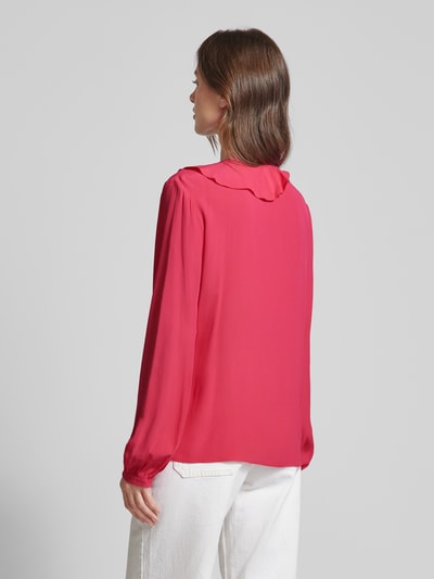 Patrizia Pepe Strikblouse van viscose met volant Felroze - 5