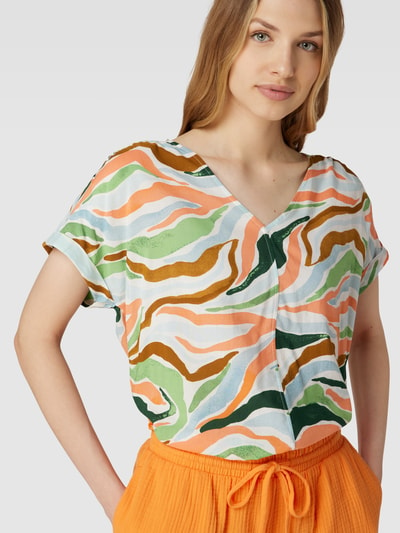 Tom Tailor Blouseshirt met all-over motief Oranje - 3