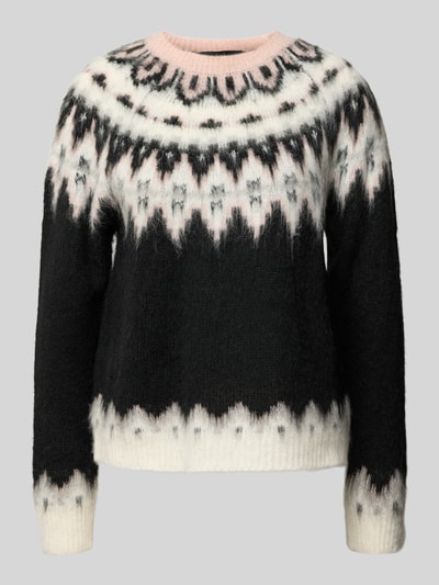 Oui Sweter z dzianiny z prążkowanymi wykończeniami Średnioszary 2