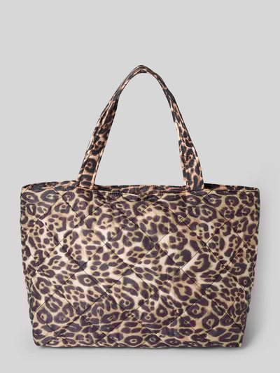 Seidenfelt Tote Bag mit Label-Detail Modell 'EVENES' Mittelbraun 4