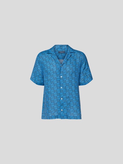 Frescobol Carioca Leinenhemd mit Allover-Muster Blau 2