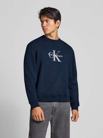 Calvin Klein Jeans Regular Fit Sweatshirt mit Logo-Print Modell 'Terry' Marine 4