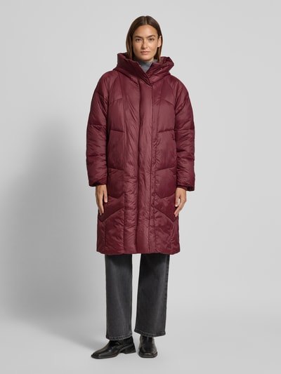 FREE/QUENT Płaszcz pikowany z kapturem model ‘TIANA’ Bordowy 4
