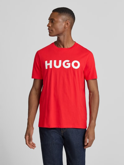 HUGO T-shirt met labelopschrift model 'DULIVIO' Rood - 4