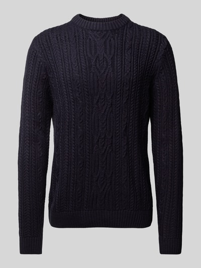 Jack & Jones Premium Sweter z dzianiny z prążkowanymi wykończeniami model ‘BLUDIOGO’ Ciemnoniebieski 2