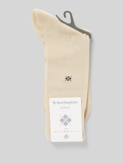 Burlington Socken mit Label-Print Modell 'Dublin' Sand 3