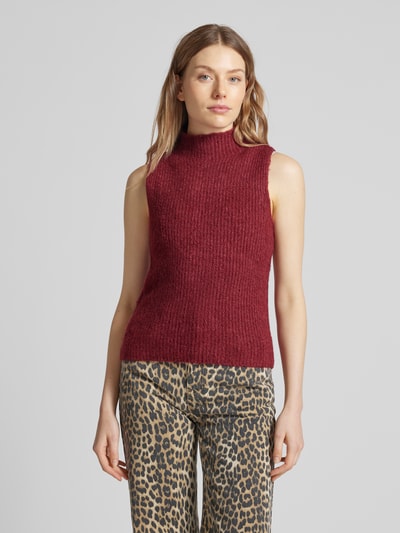 Mango Stricktop mit Stehkragen Modell 'VEST MOULIN' Bordeaux 4