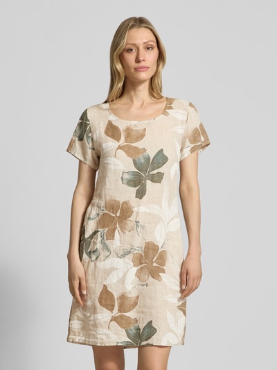 ZABAIONE Knie-lange jurk van linnenmix model 'Pi44araa' Beige - 4