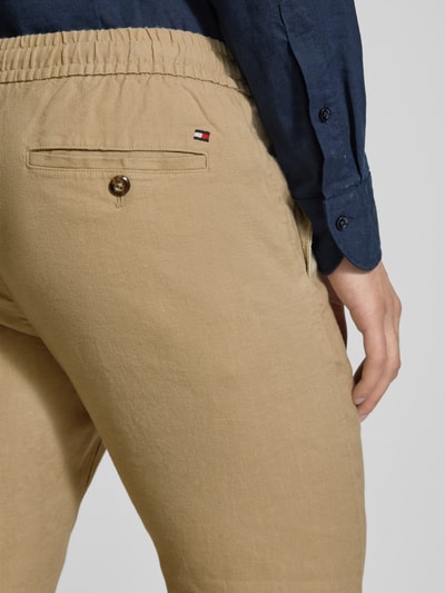 Tommy Hilfiger Loose fit stoffen broek van linnenmix, model 'HARLEM' Kaki - 3