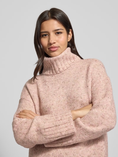 VERO MODA Loose Fit Rollkragenpullover mit Woll-Anteil Modell 'INGRID' Hellrosa Melange 3