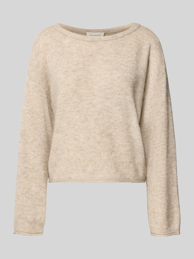 Produktfoto, Strickpullover aus Woll-Mix Modell 'Kellsey' von MSCH Copenhagen in Beige, lockere Form, Rundhalsausschnitt, feine Textur