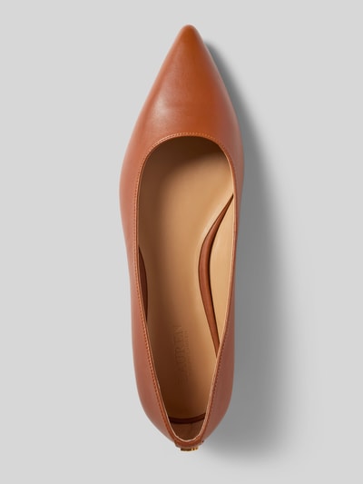 Lauren Ralph Lauren Ballerina's met blokhak, model 'LONDYN' Cognac - 4