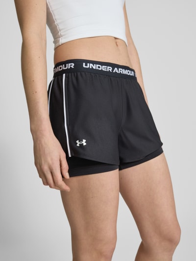 Under Armour Regular fit korte broek met label op tailleband, model 'Tech Play Up' Zwart - 3