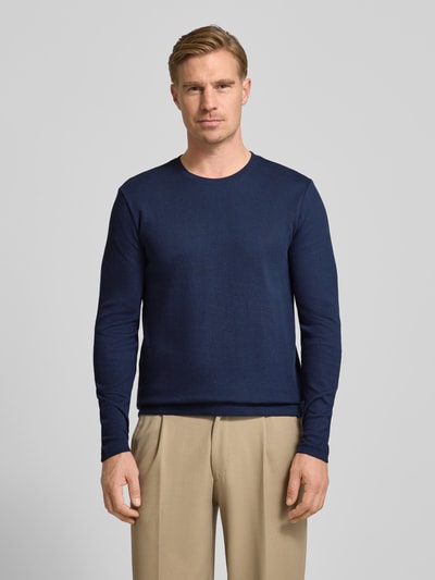 Christian Berg Men Longsleeve mit Strukturmuster und Rundhalsausschnitt Marine 4