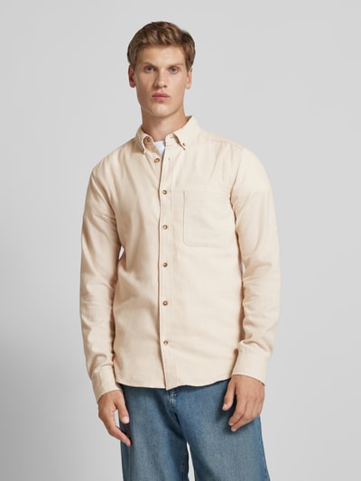 Only & Sons Slim fit vrijetijdsoverhemd met borstzak, model 'GUDMUND' Beige - 4