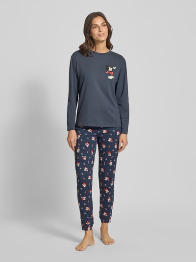 Jake*s Casual Pyjama-Hose im Allover-Look mit elastischem Bund Dunkelblau 1