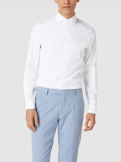Jake*s Slim Fit Business-Hemd aus Twill Weiß 4