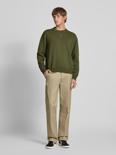 Hugo Blue Regular Fit Strickpullover aus Baumwoll-Mix Modell 'SAN CASEY' Oliv 1