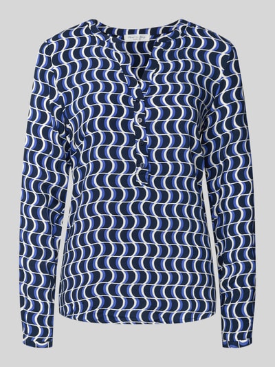 Christian Berg Woman Bluzka o kroju regular fit z wiskozy z dekoltem w serek Ciemnoniebieski 2