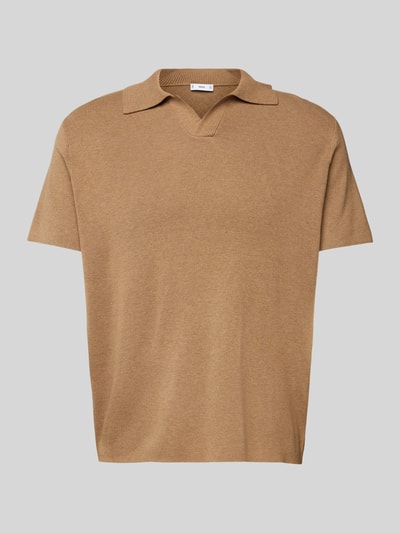 Mango Poloshirt mit V-Ausschnitt und Umlegekragen Cognac 2