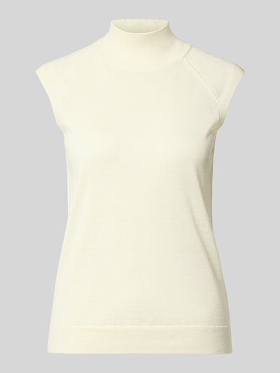Produktfoto, cremefarbener Slim-Fit Pullunder aus reiner Schurwolle Modell 'FIPINI' von BOSS, glatte Textur, Damen Pullunder