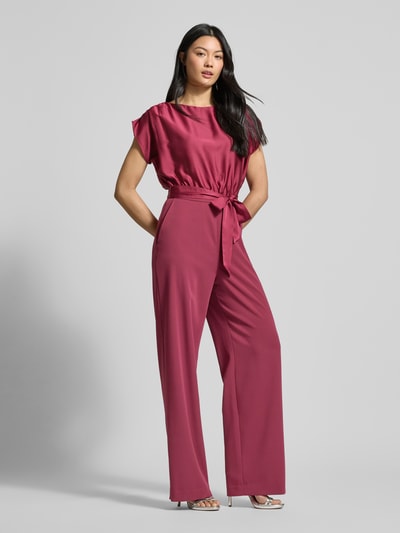 Swing Jumpsuit mit Bindegürtel Dunkelrot 1