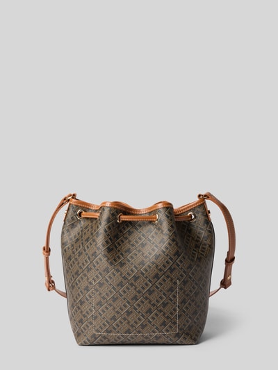 Produktfoto, Umhängetasche in Leder-Optik von Tommy Hilfiger mit Allover-Muster, dekorativem Tunnelzug, Hauptfach und Schulterriemen.