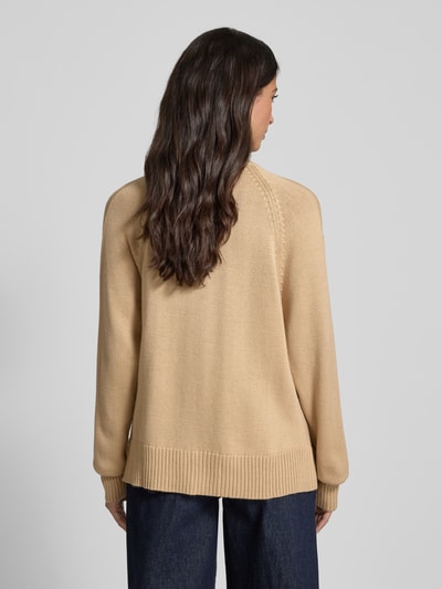 ARMANI EXCHANGE Sweter z dzianiny z mieszanki wełny lana z dekoltem w serek Camel 5