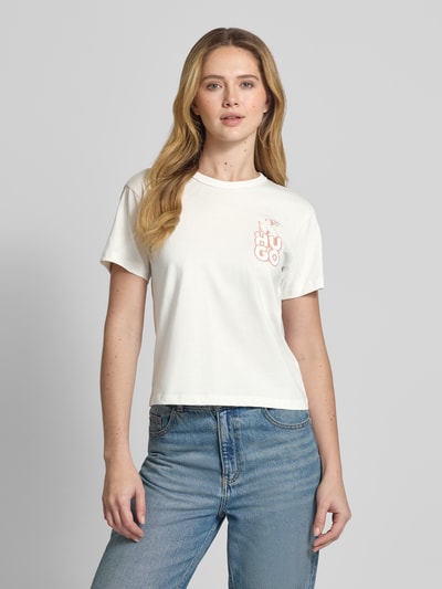 HUGO T-shirt met labelprint, model 'Destrel' Wit - 4