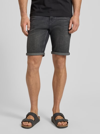 Tom Tailor Regular Fit Jeans Bermudas aus Baumwoll-Mix Dunkelgrau Melange 4