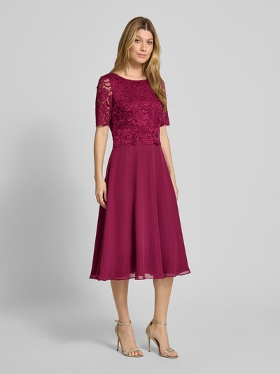 Vera Mont Sukienka koktajlowa o długości do kolan z koronką Bordowy 1