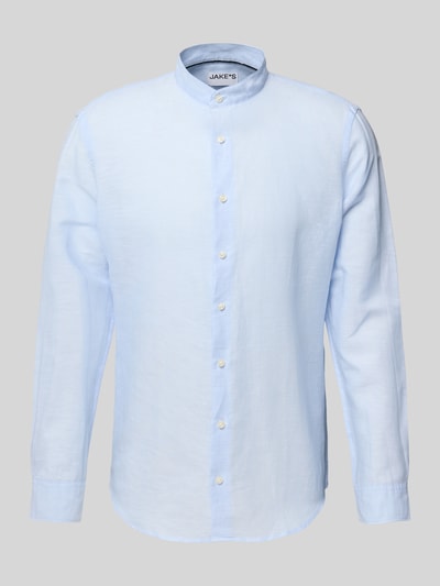 Jake*s Slim Fit Freizeithemd aus Leinen-Baumwoll-Mix Hellblau 2