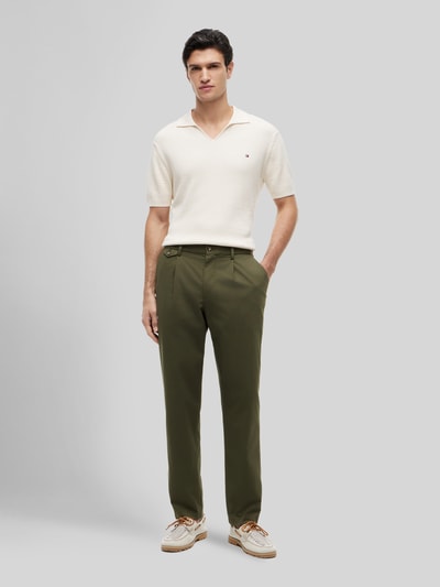 Tommy Hilfiger Chinosy o kroju tapered fit z mieszanki bawełny model 'Harlem' Khaki 1