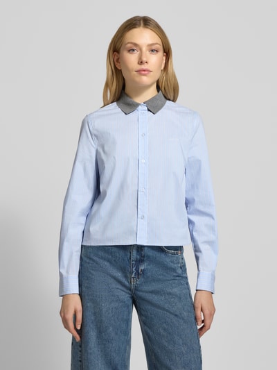 Oui Bluzka koszulowa o kroju relaxed fit z kołnierzykiem koszulowym model 'Nina' Jasnoniebieski 4
