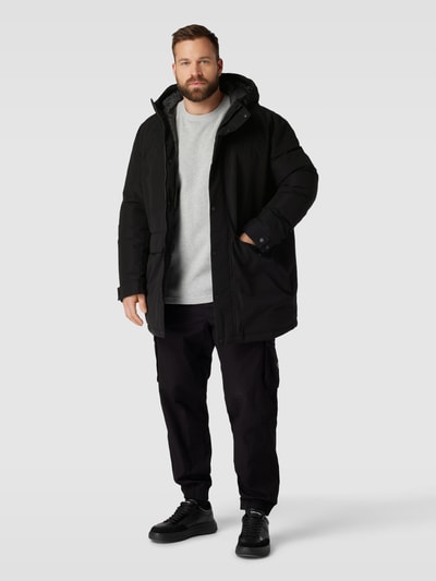 Jack & Jones Plus Parka PLUS SIZE z patkami na rękawach model ‘CHAMP’ Czarny 1