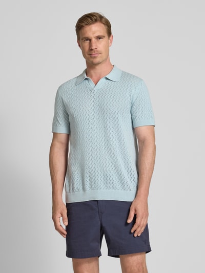 SELECTED HOMME Regular fit poloshirt in gehaakte look, model 'LINO' Lichtblauw - 4