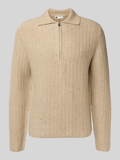G-Star Raw Strickpullover mit Polokragen und Reißverschluss Beige 2