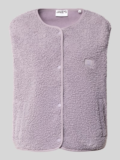 Jake*s Casual Gilet van teddybont met steekzakken Lavendel - 2