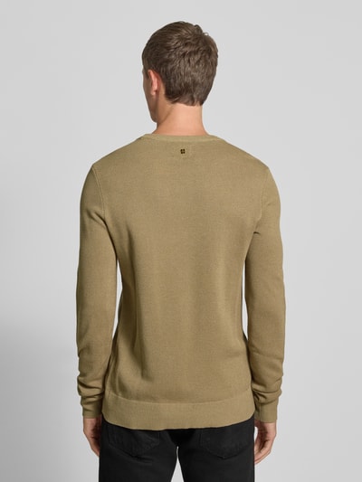 PME Legend Strickpullover mit Rundhalsausschnitt und Label-Stitching Beige 5