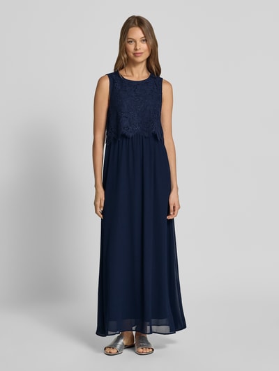 Vila Długa sukienka z koronką i wycięciem z tyłu Granatowy 4