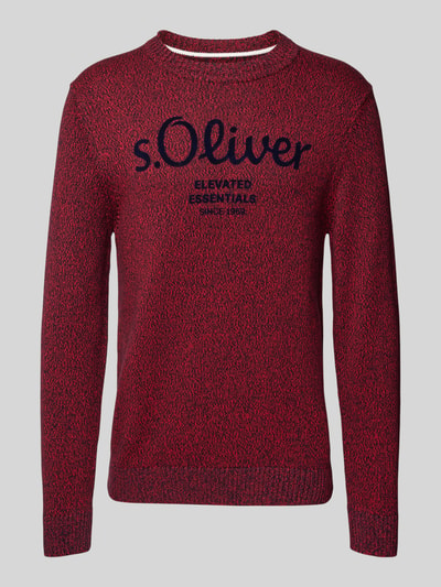 s.Oliver RED LABEL Sweter z dzianiny o kroju regular fit z logo Czerwony 1