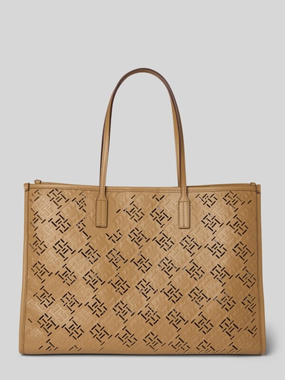Tommy Hilfiger Torba tote z wytłoczonym wzorem z monogramem Camel 2