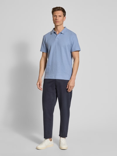 Tom Tailor Regular Fit Ripp Poloshirt mit Stretch-Anteil Rauchblau 1