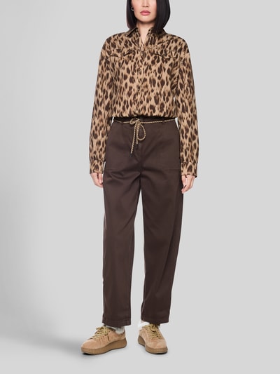 Marc Cain Overhemdblouse met elastische zoom Middenbruin - 1