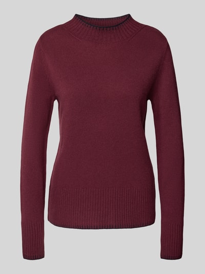 Christian Berg Woman Regular fit shirt met lange mouwen van zuivere wol in gebreide look Bordeaux - 2