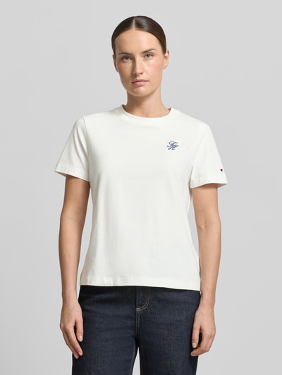 Tommy Hilfiger Regular Fit T-Shirt aus Baumwoll-Mix Ecru 4