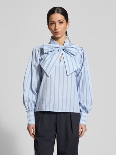 Neo Noir Schluppenbluse mit Streifenmuster Modell 'Jaz' Hellblau 4