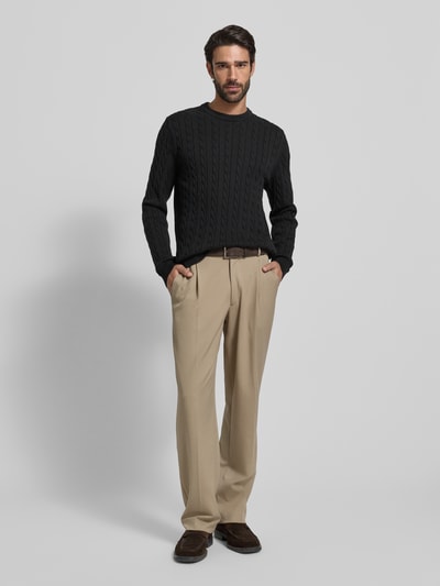 Christian Berg Men Gebreide pullover met ribboorden Zwart - 1