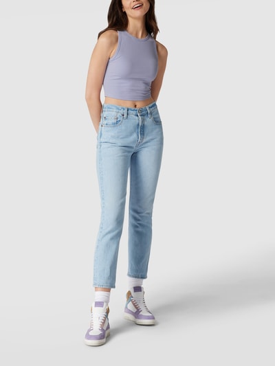 Jake*s Casual Crop Top mit Rundhalsausschnitt Violett 1